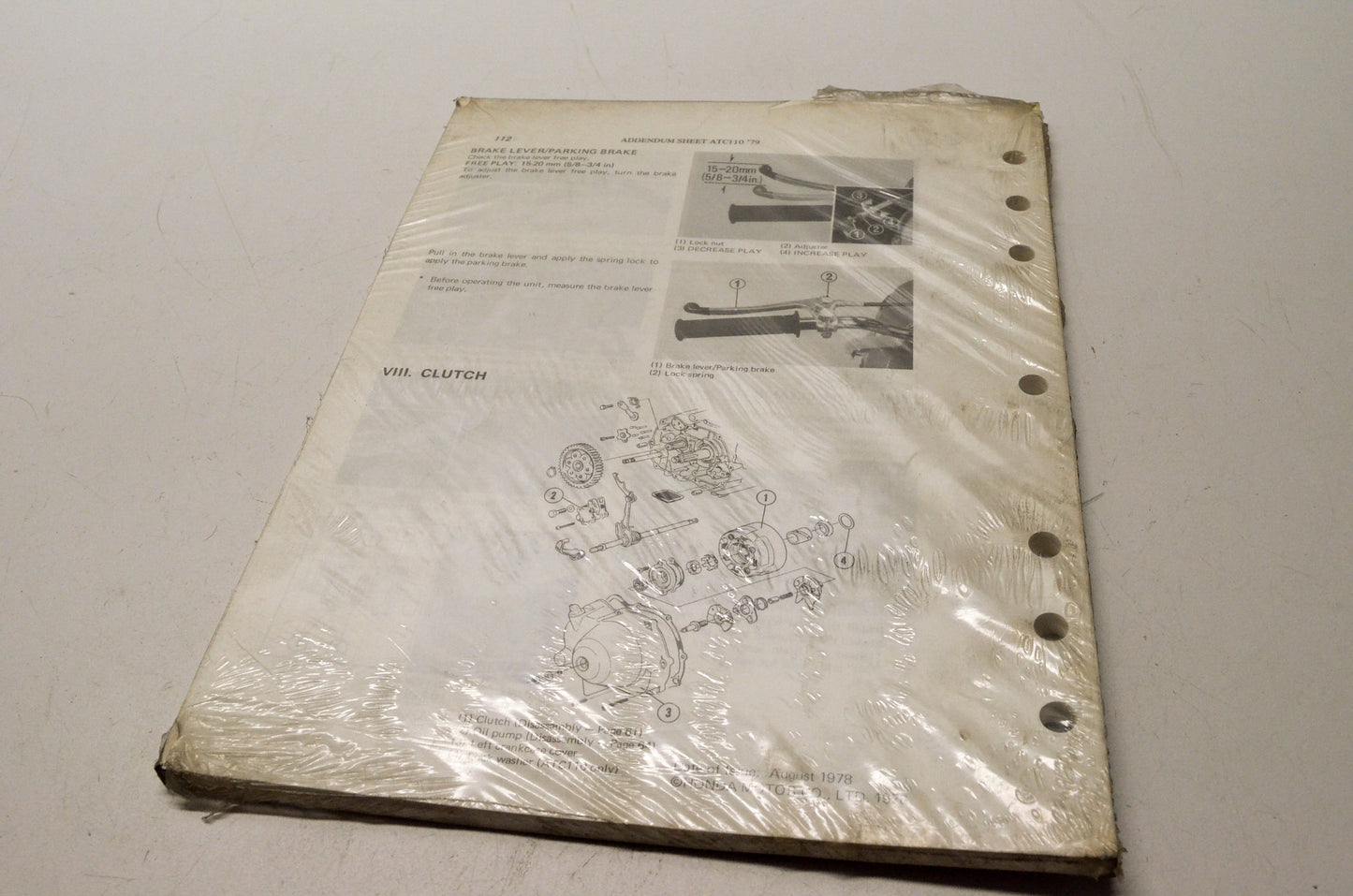OEM Honda 6291805 1973-78 ATC 90 1979 ATC 110 Shop Manual NOS