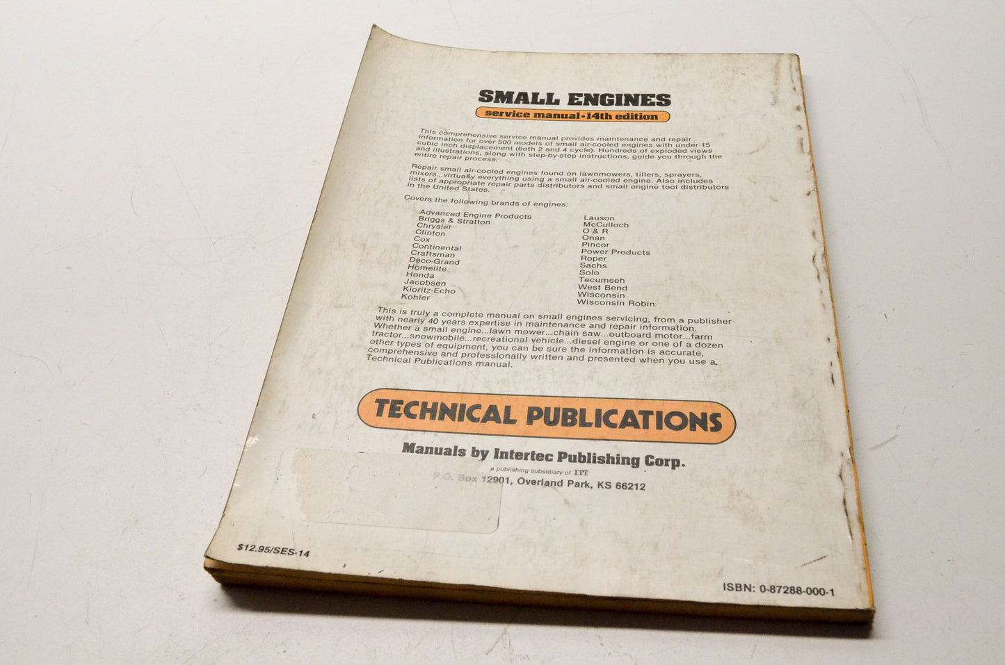 Technical Publications 0-87288-000-1 Small Engines 14th Edition Service Manual
