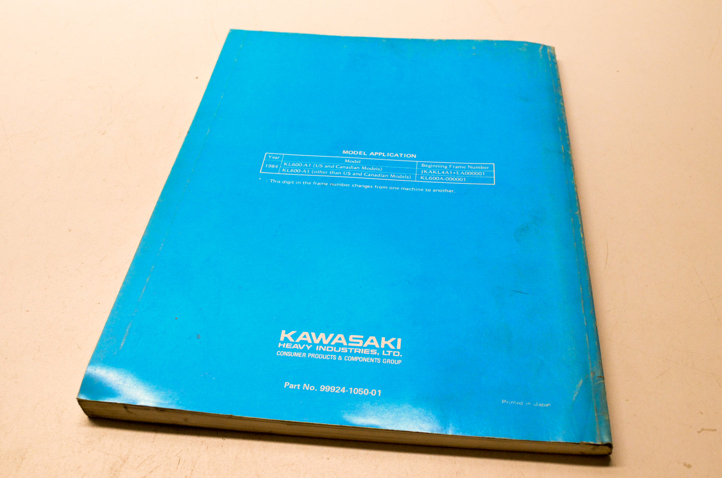 OEM Kawasaki 99924-1050-01 KLR600 Motorcycle Service Manual