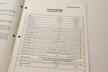 Cuyuna Engines Liquid Cooled Marine Engine Service Manual