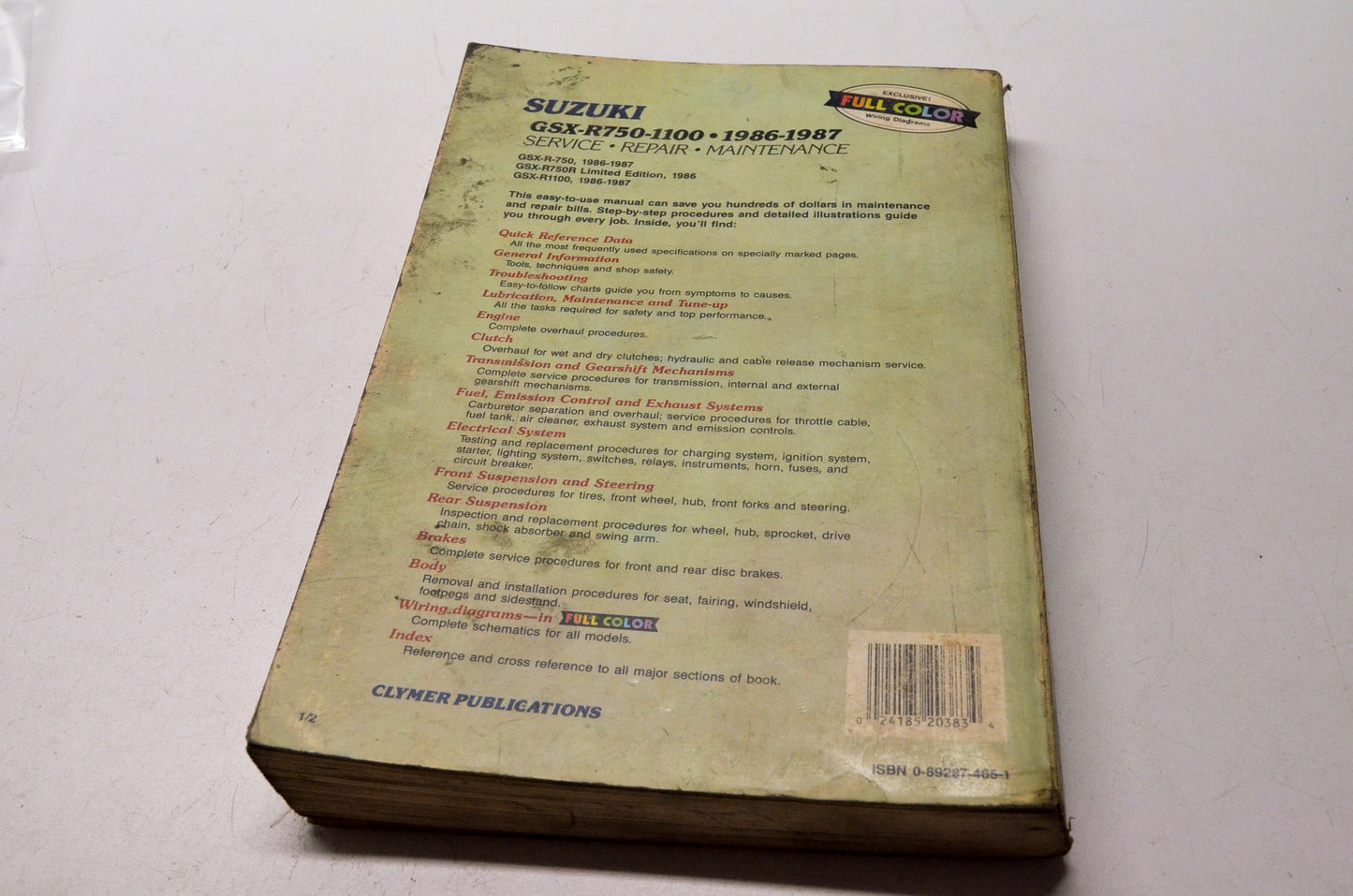 Clymer 0-89287-465-1 Suzuki GSX R750 1100 86-87 Service Repair Maintenance Guide