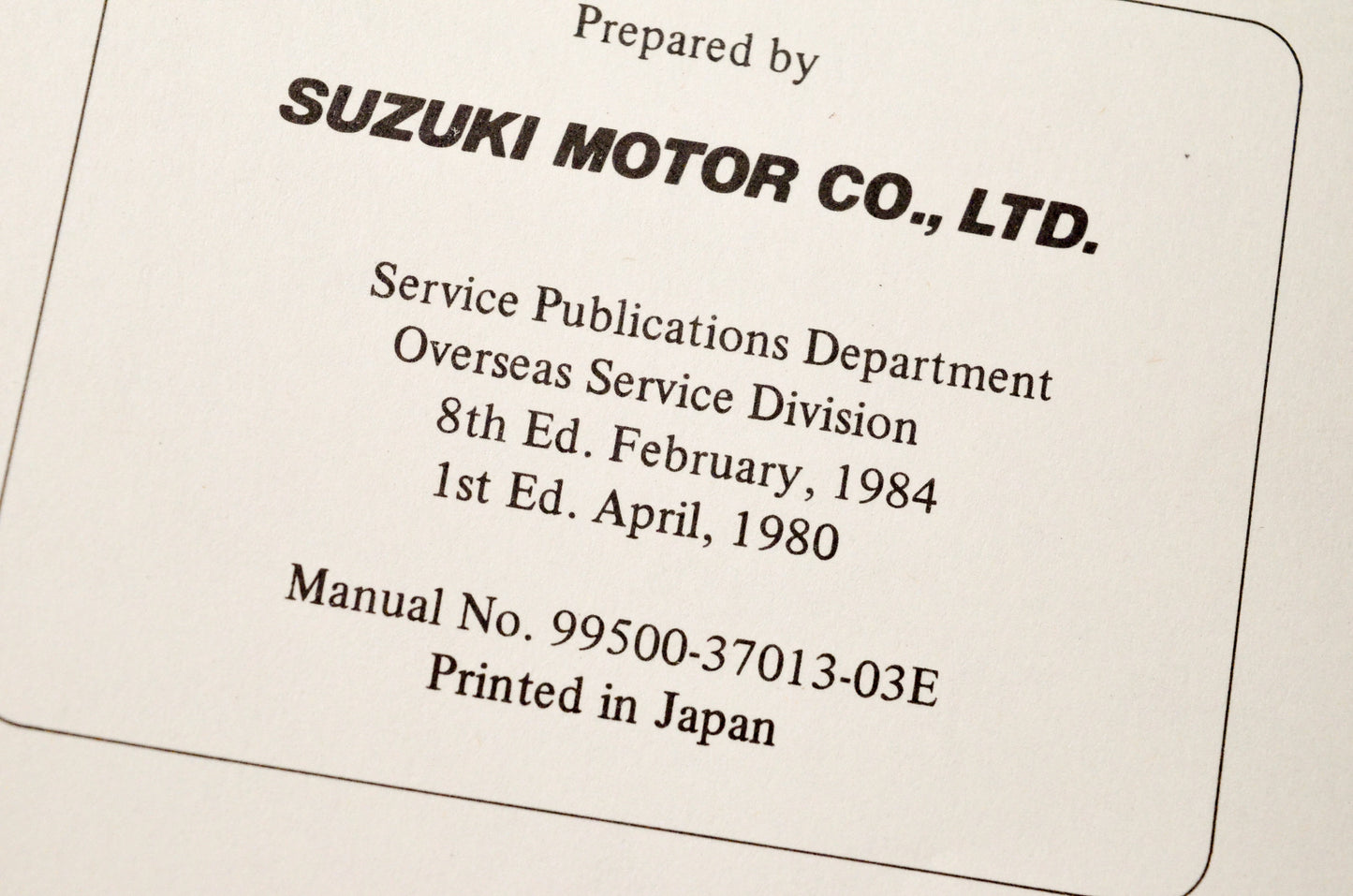 OEM Suzuki 99500-37013-03E GS750 TD SD Supplementary Service Manual