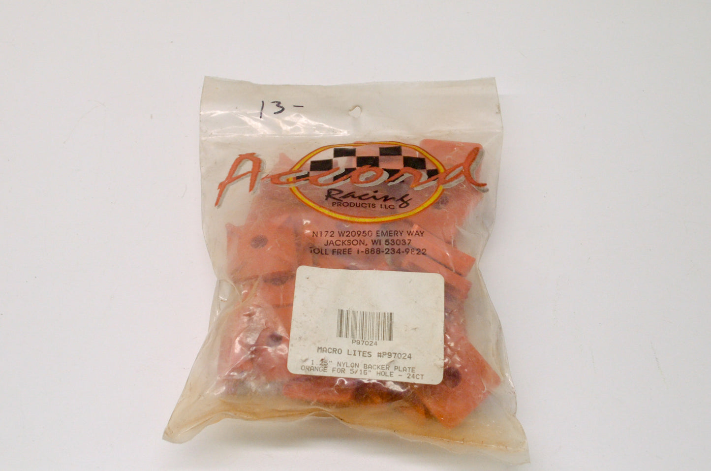 Accord Racing P97024 Orange 1 1/4" Nylon Backer Plates Qty 24 NOS