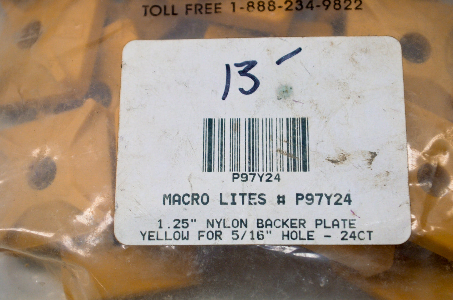 Accord Racing P97Y24 Yellow 1 1/4" Nylon Backer Plates Qty 24 NOS