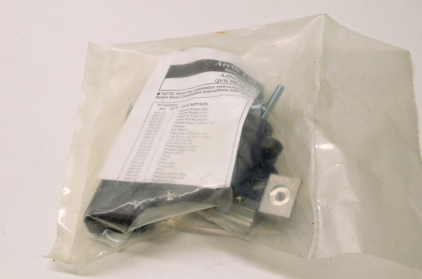 OEM Arctic Cat 0638-827 Adjustable Backrest Kit NOS