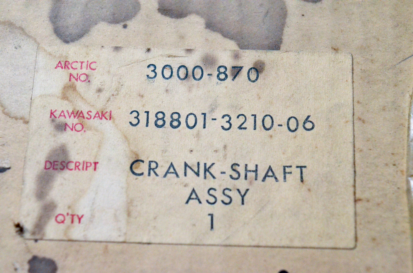 OEM Arctic Cat 3000-870 Crankshaft Assembly NOS