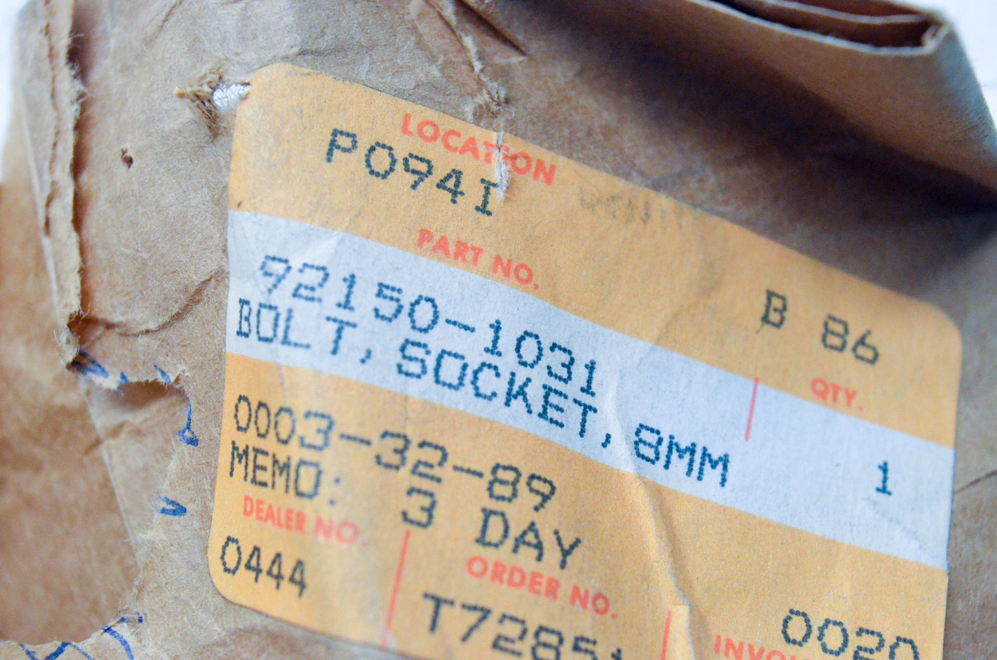OEM Kawasaki 92150-1031 8mm Socket Bolt NOS
