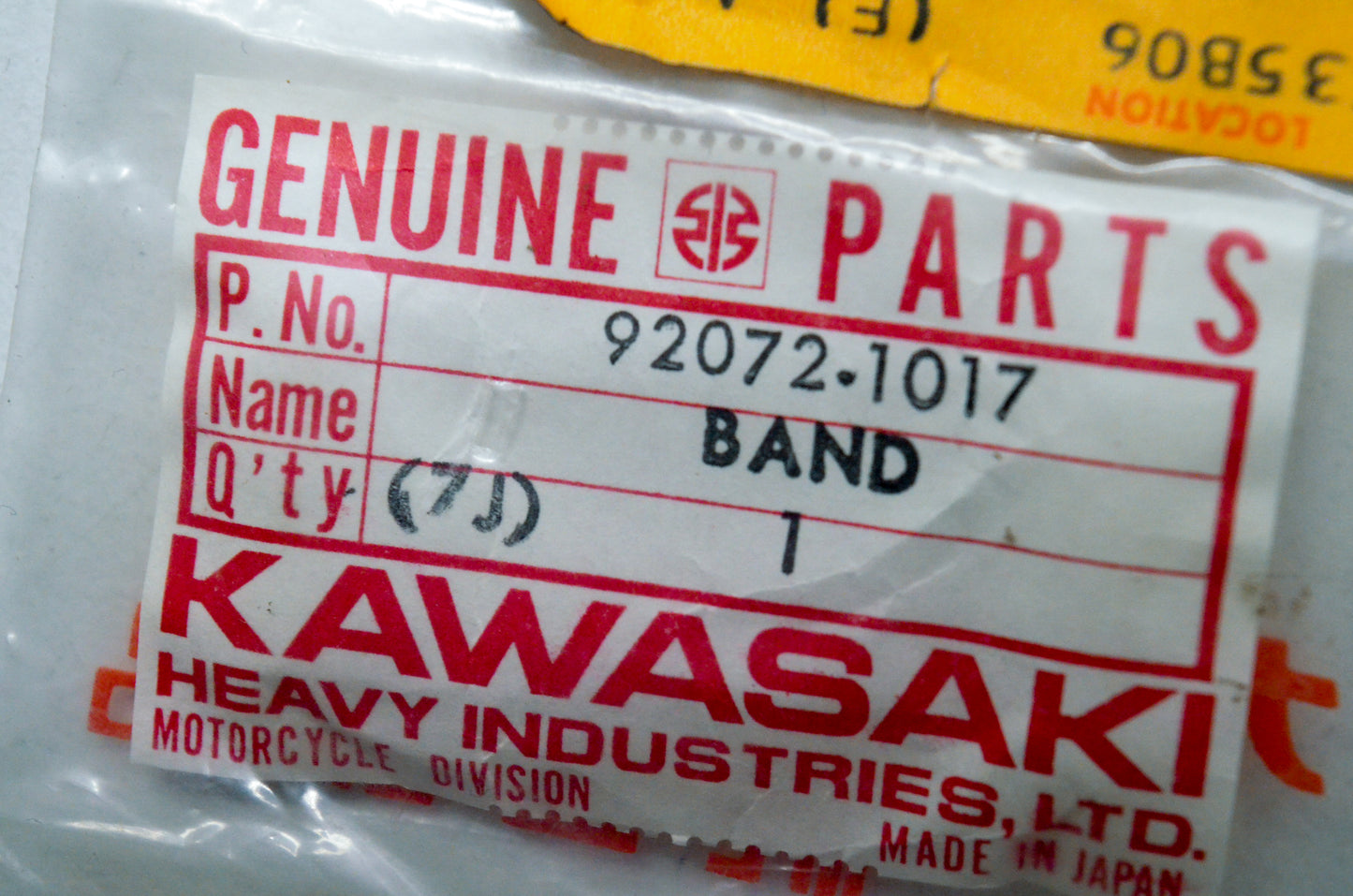 OEM Kawasaki 92072-1017 Air Cleaner Fitting Band NOS