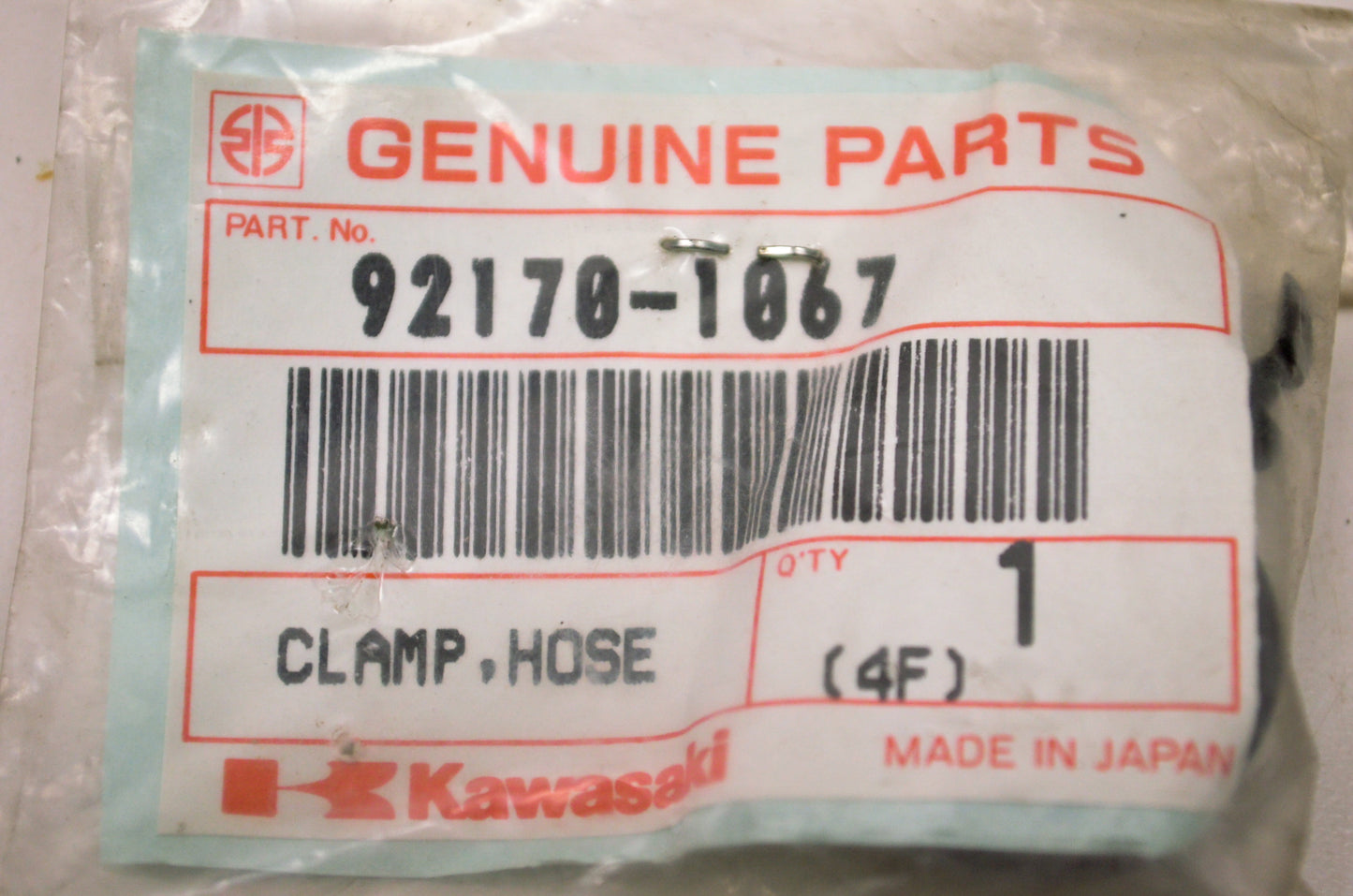 OEM Kawasaki 92170-1067 Hose Clamp NOS