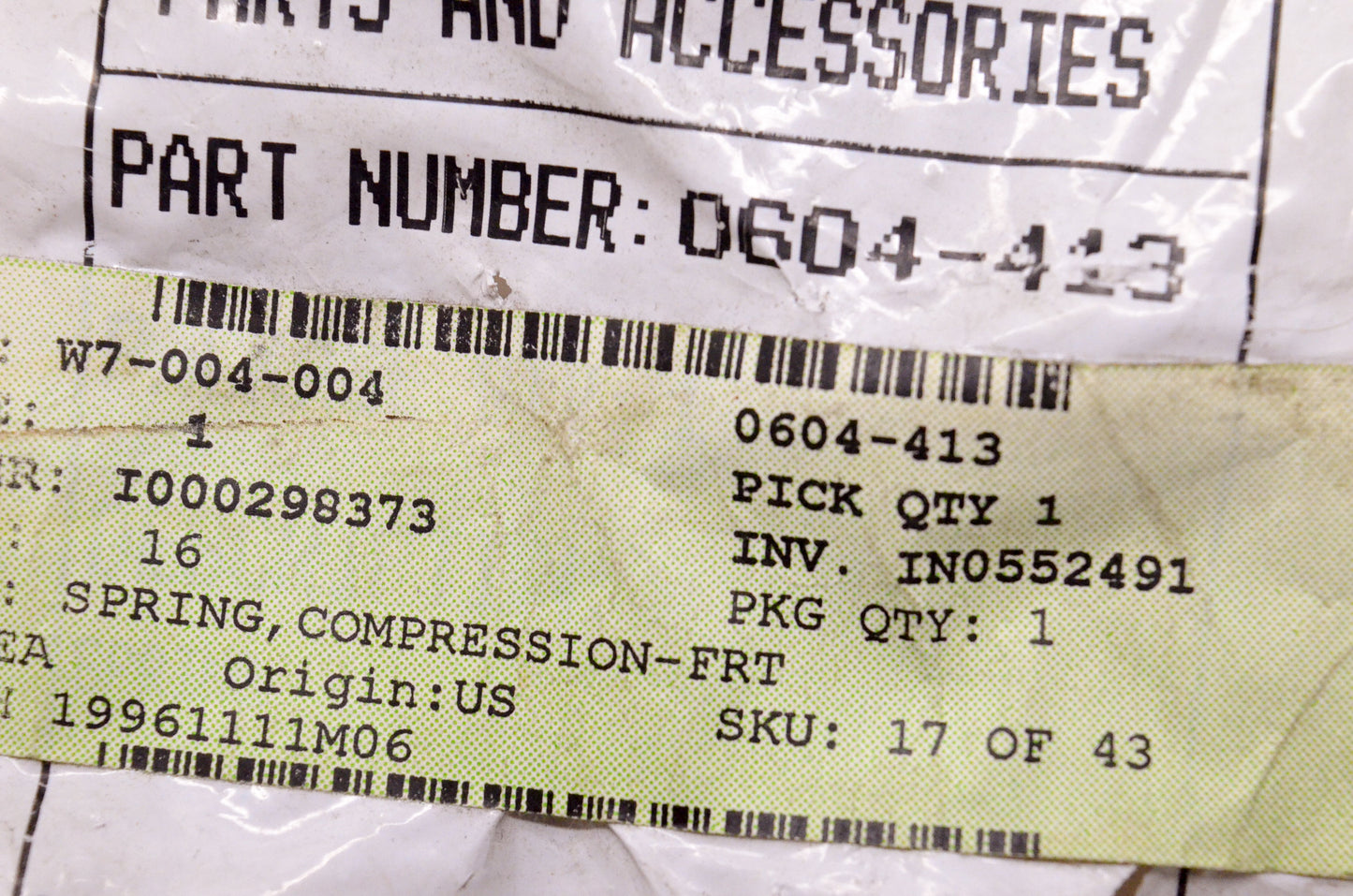 OEM Arctic Cat 0604-413 Front Compression Spring NOS