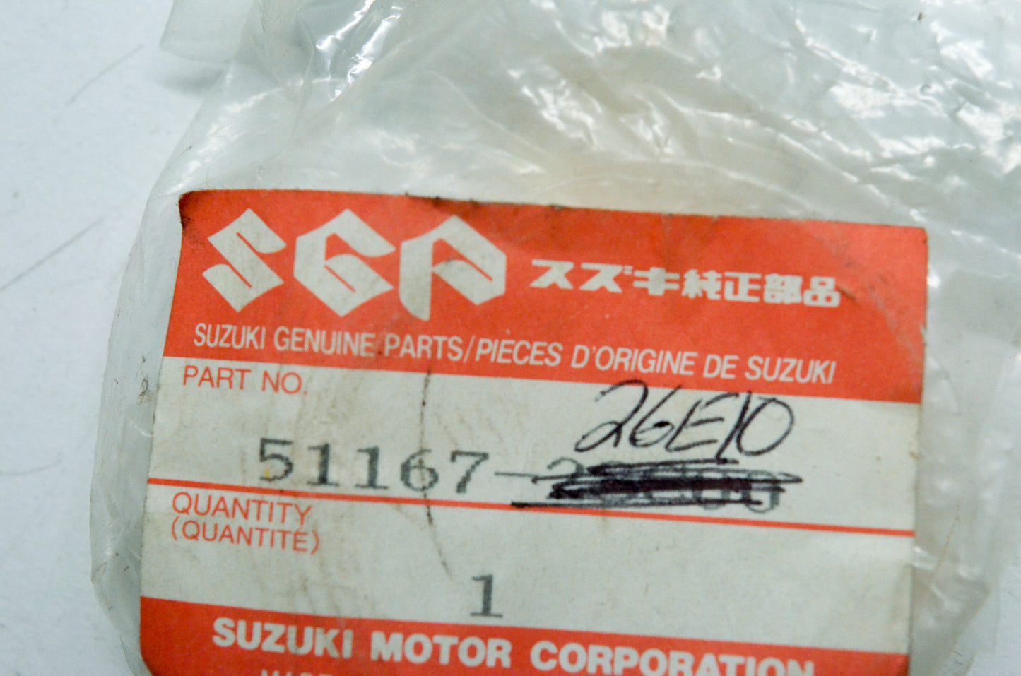 OEM Suzuki 51167-26E10 Metal Slide NOS