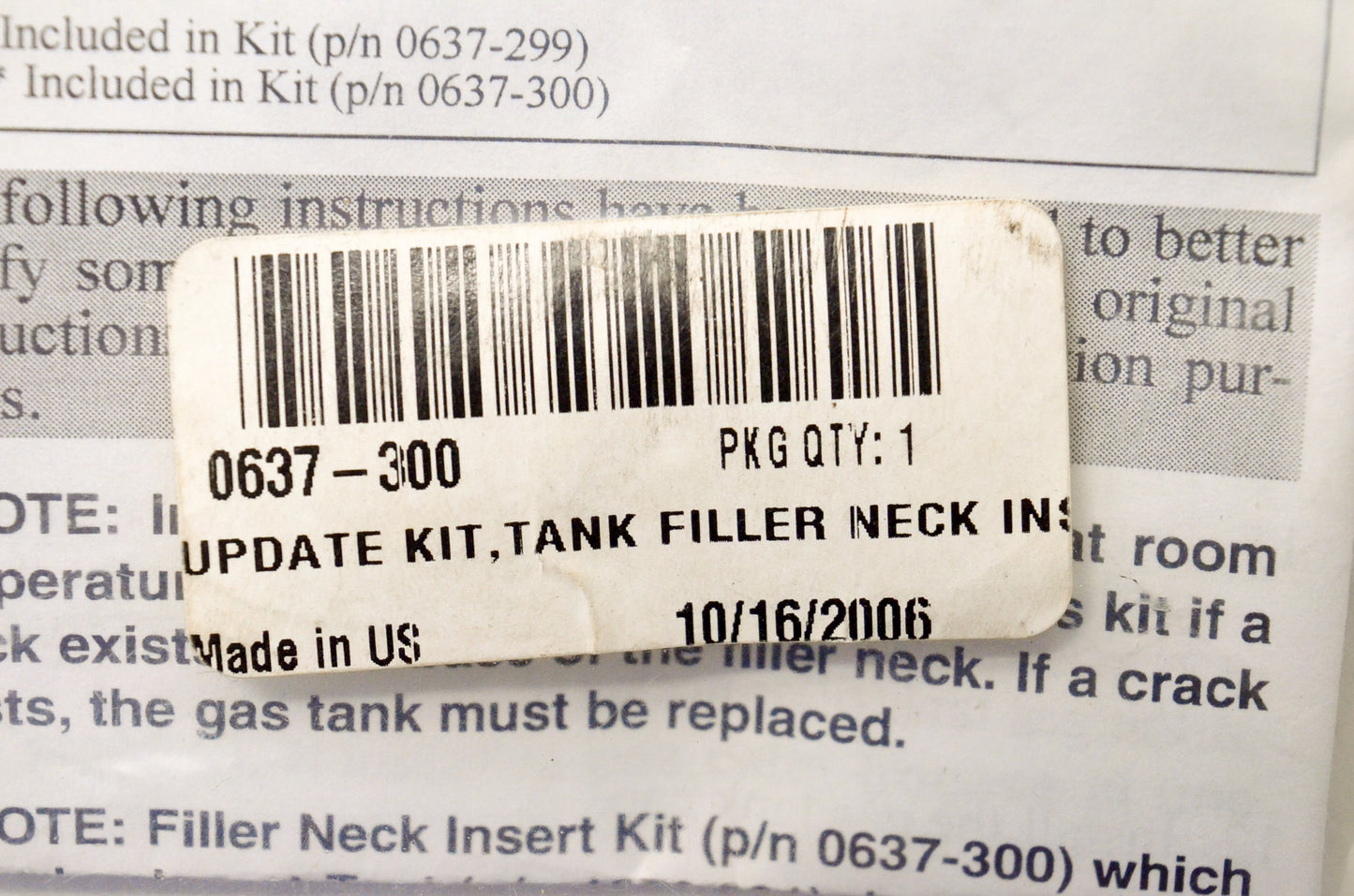 OEM Arctic Cat 0637-300 Tank Filler Neck Insert Update Kit NOS
