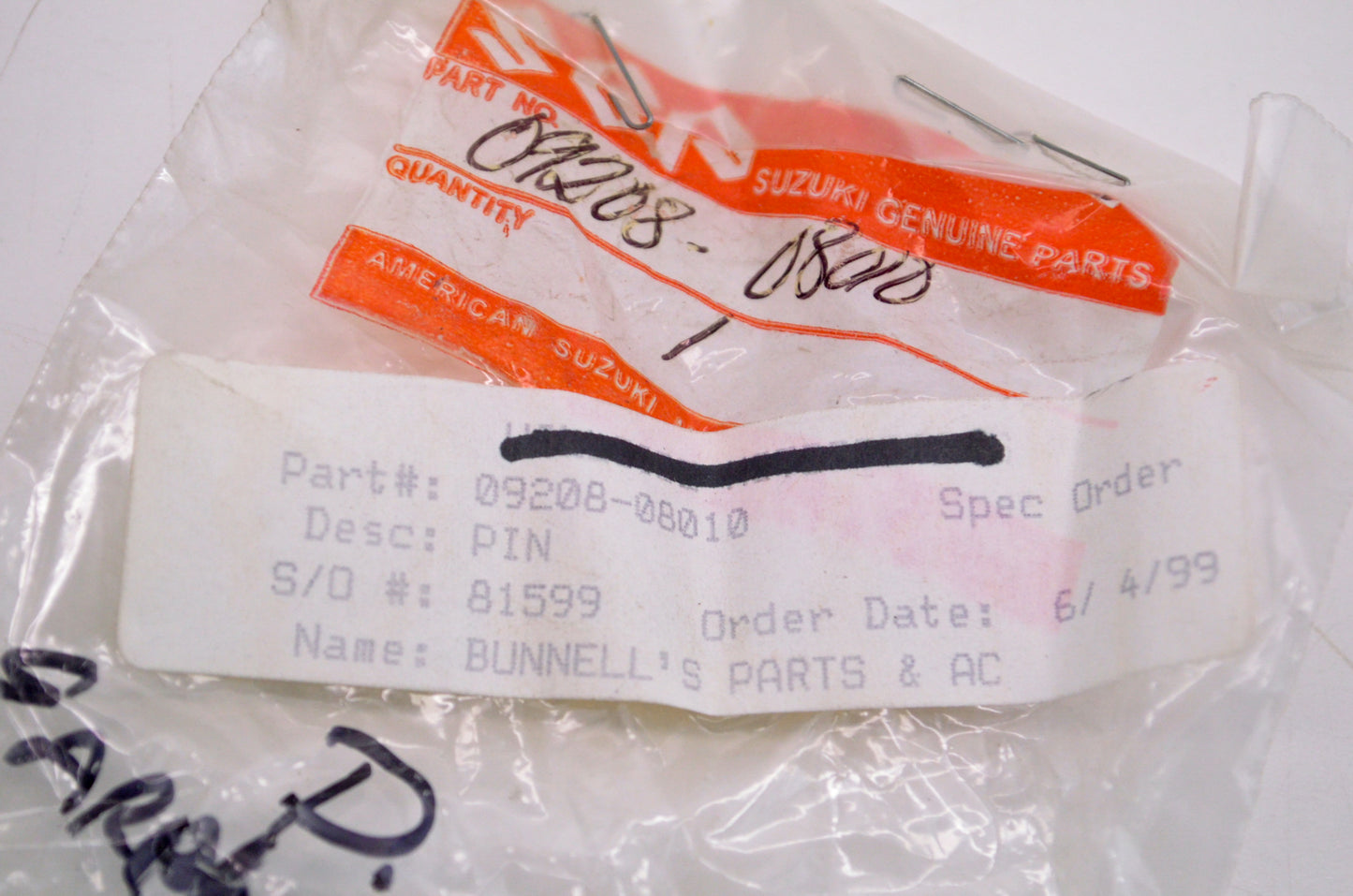 OEM Suzuki 09208-08010 Pin NOS