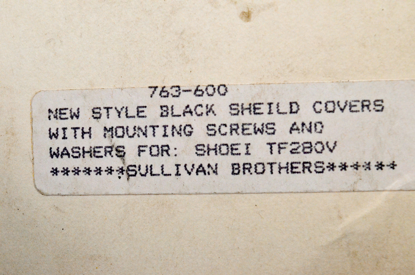Sullivan Brothers 763-600 Black Shield Covers w/ Mount Screws NOS