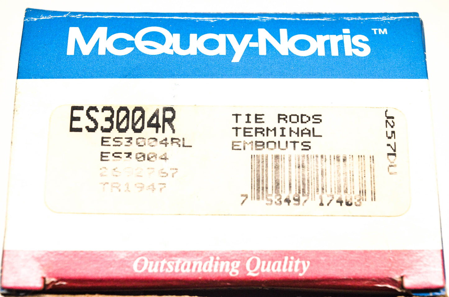 McQuay-Norris ES3004R, 269767, TR1947 Tie Rod Kit NOS