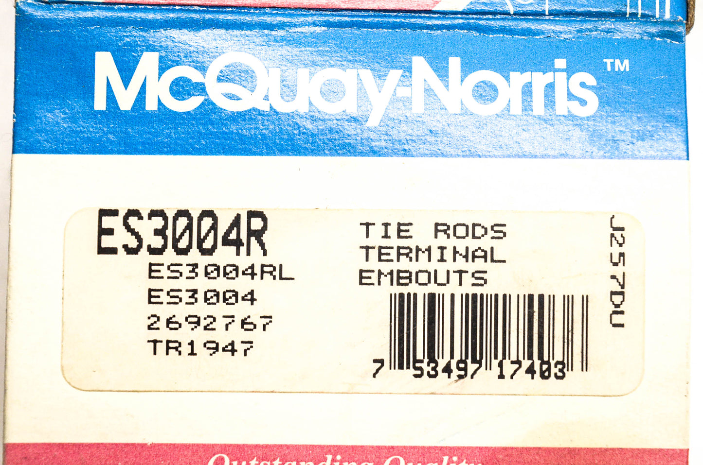 McQuay-Norris ES3004R, 269767, TR1947 Tie Rod Kit NOS