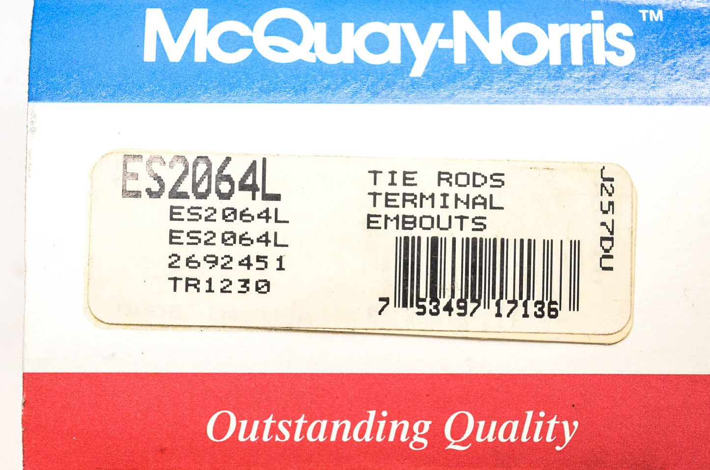 McQuay-Norris ES2064L, 2692451, TR1230 Tie Rod Kit NOS