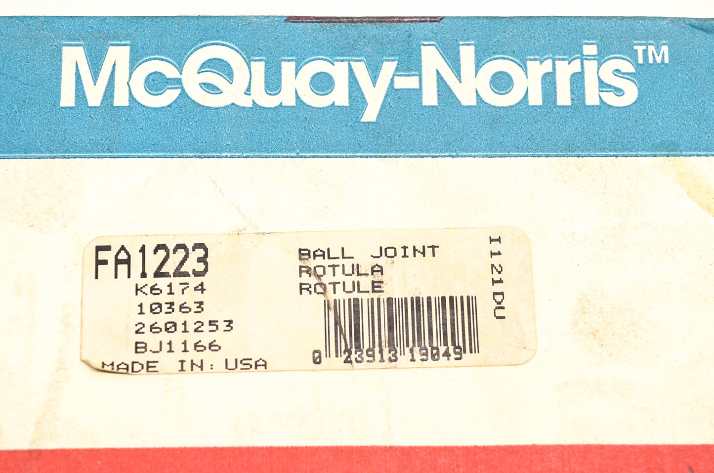 McQuay-Norris FA1223, K6174, 10363 Ball Joint Kit NOS