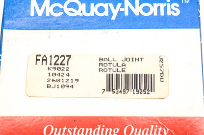 McQuay-Norris FA1227, K9022, 10424 Ball Joint Kit NOS