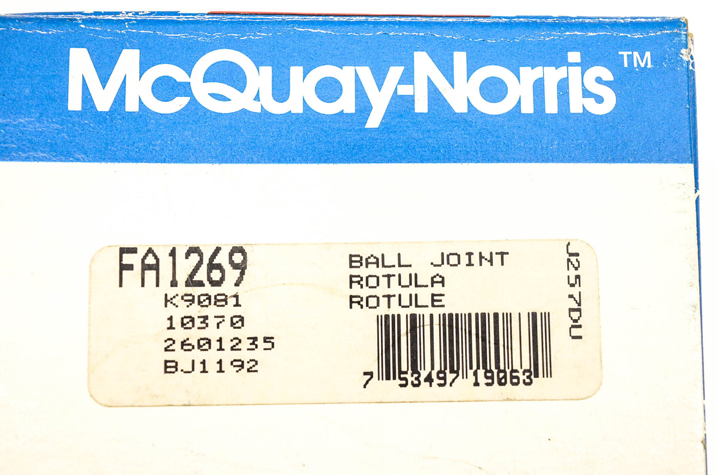 McQuay-Norris FA1269, K9081, 10370 Ball Joint Kit NOS