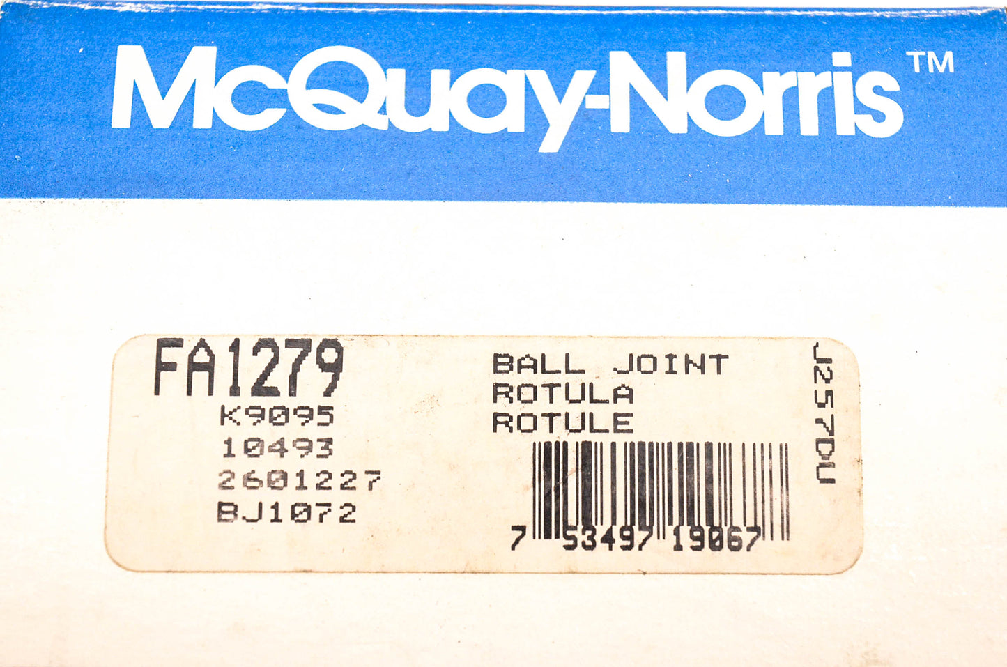 McQuay-Norris FA1279, K9095, 10493 Ball Joint Kit NOS