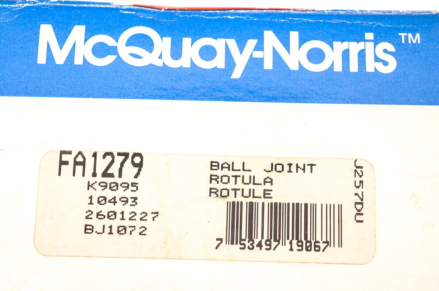 McQuay-Norris FA1279, K9095, 10493 Ball Joint Kit NOS