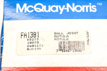 McQuay-Norris FA1381, K5273, 10378 Ball Joint Kit NOS