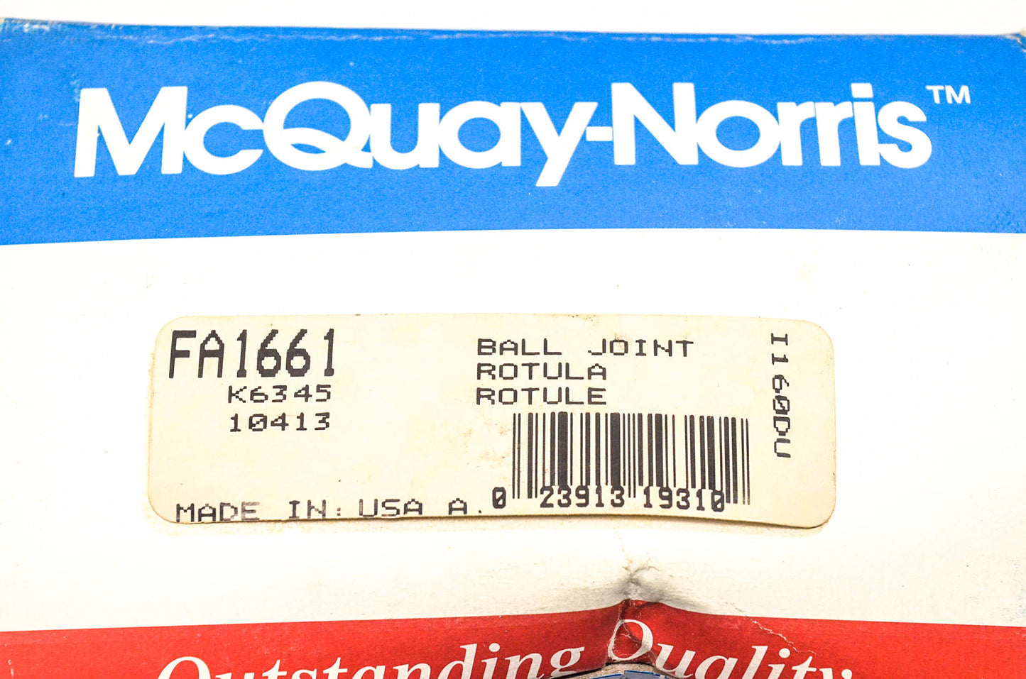 McQuay-Norris FA1661, K6345, 10413 Ball Joint Kit NOS