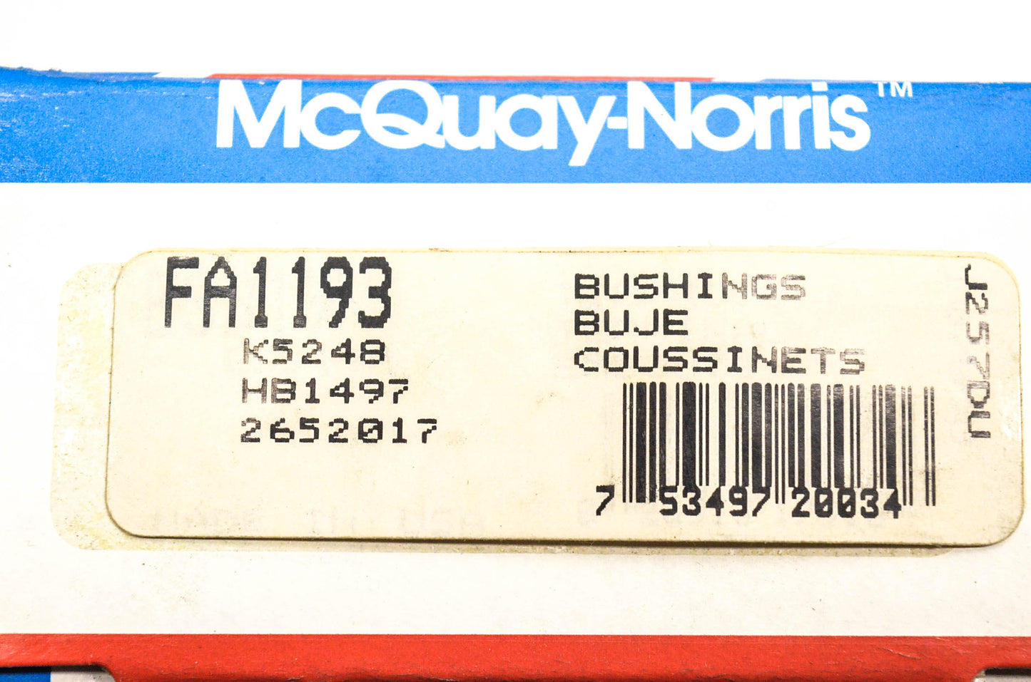 McQuay-Norris FA1193, K5248, HB1497 Bushings Qty 2 NOS