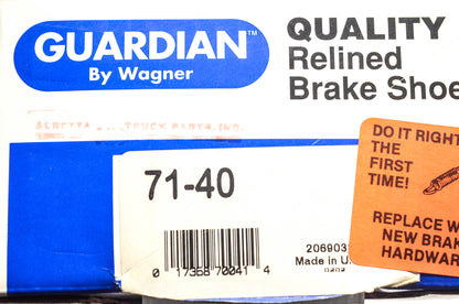 Wagner 71-40 Guardian Relined Brake Shoe Kit NOS
