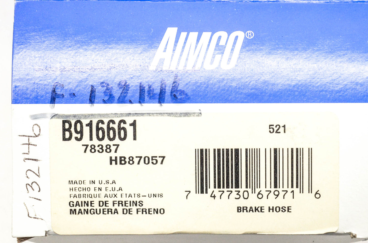 Aimco B916661, F132146, HB87057 Brake Hose NOS