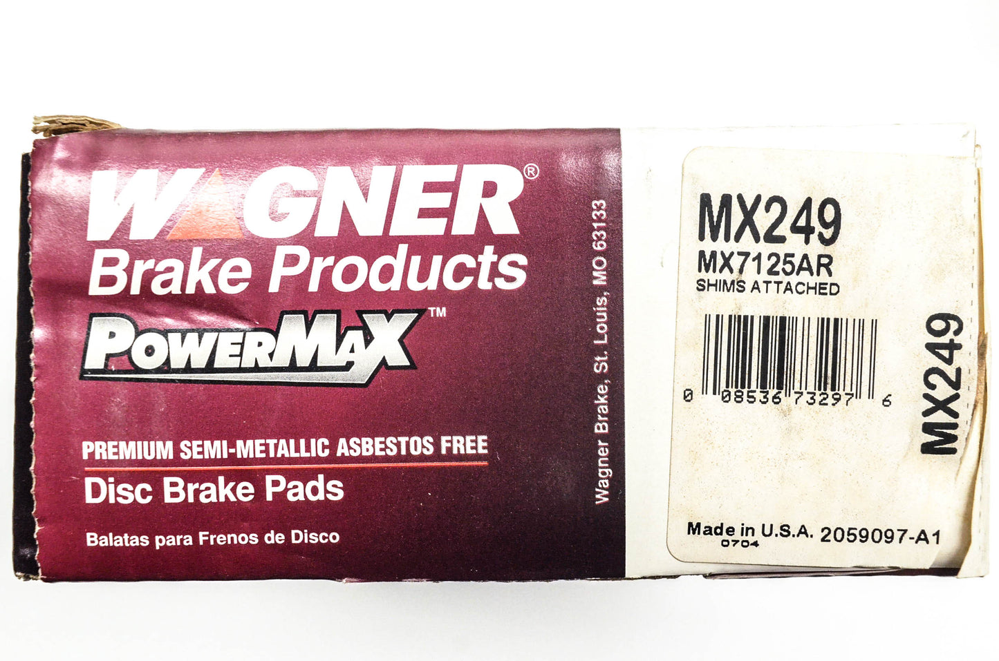 Wagner MX249, MX7125AR Powermax Disc Brake Pad Kit NOS