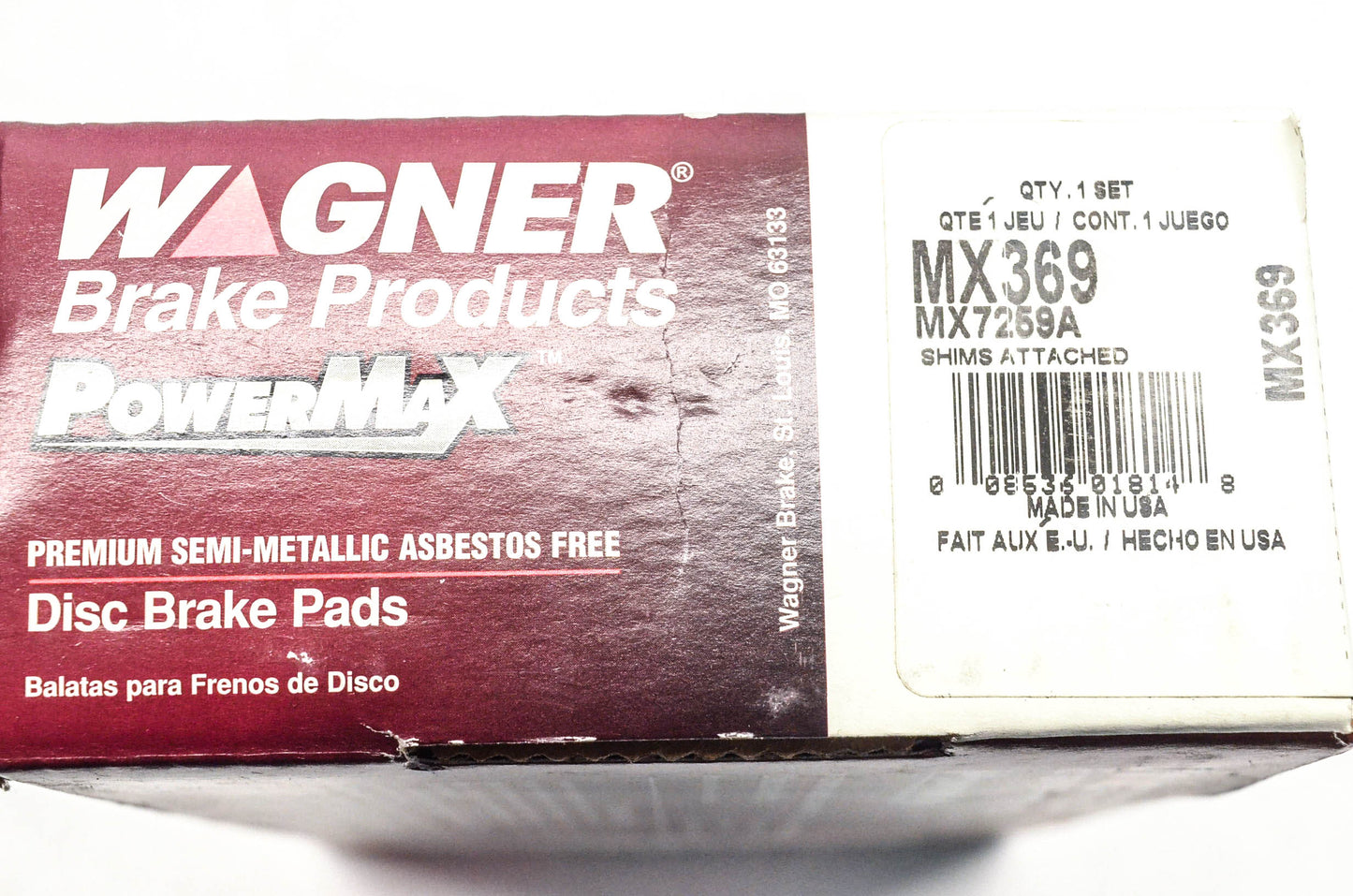 Wagner MX369, MX7259A Powermax Disc Brake Pad Kit NOS