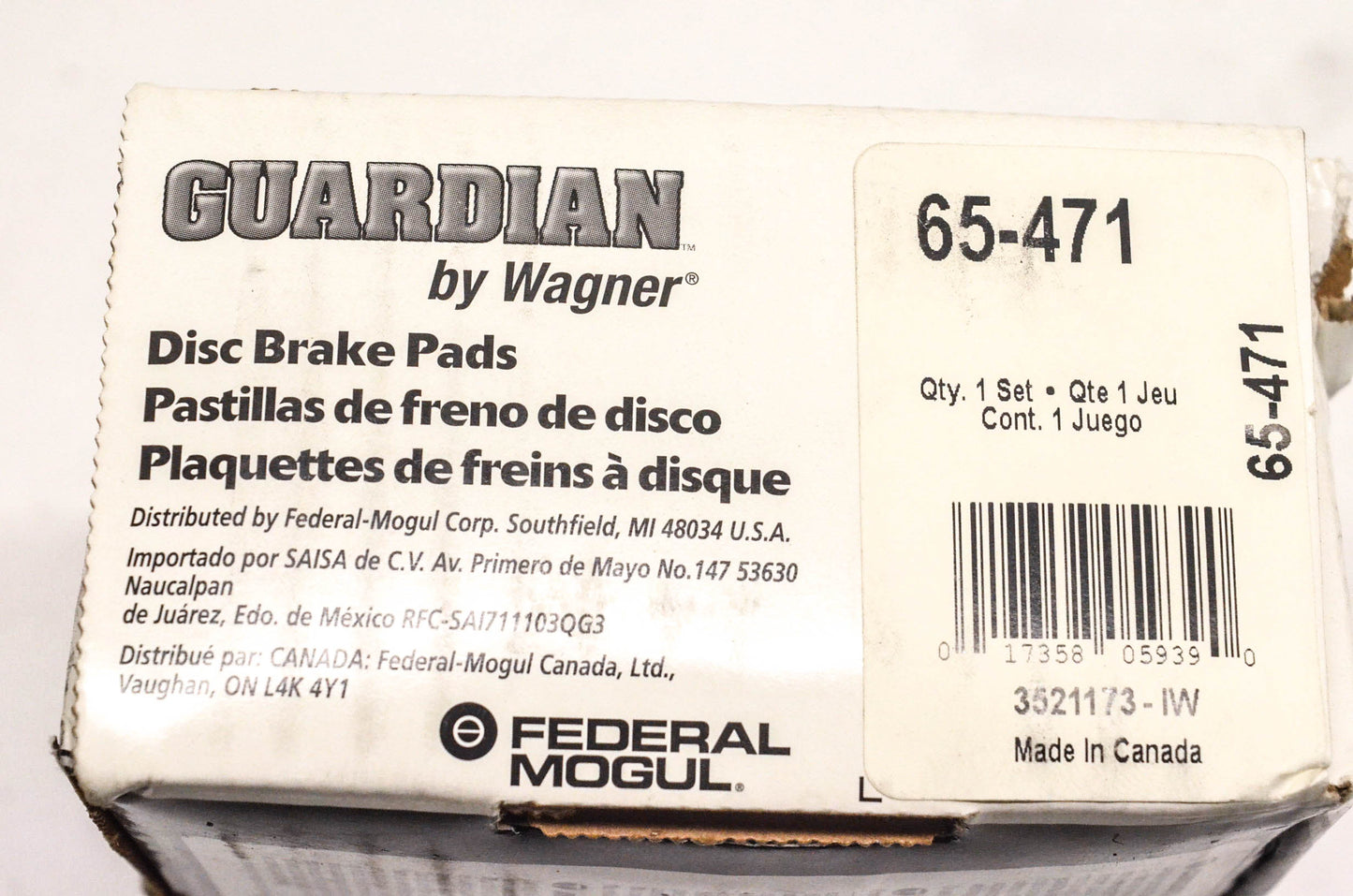 Wagner 65-471 Guardian Disc Brake Pad Kit NOS