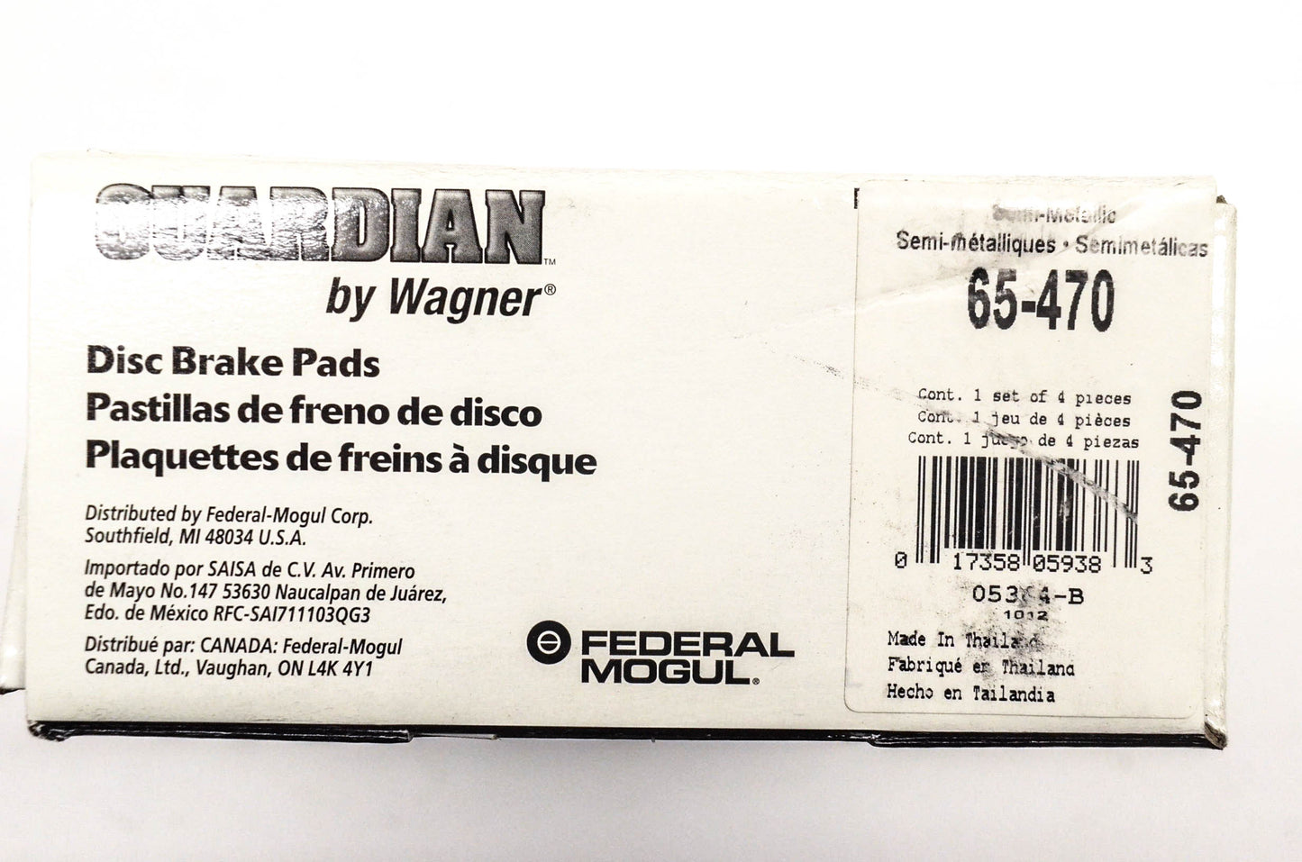 Wagner 65-470, 07005-A Guardian Disc Brake Pad Kit NOS