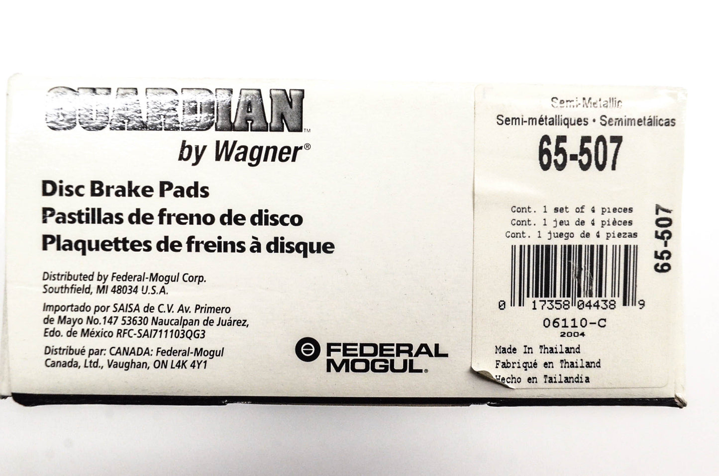 Wagner 65-507, 06110-C Guardian Disc Brake Pad Kit NOS