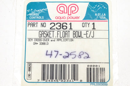 Aqua Power 2361, 47-2582, 338813 Float Bowl Gasket NOS