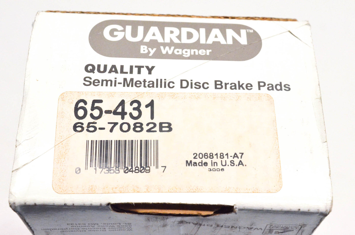Wagner 65-431, 65-7082B Guardian Semi Metallic Disc Brake Pad Kit NOS