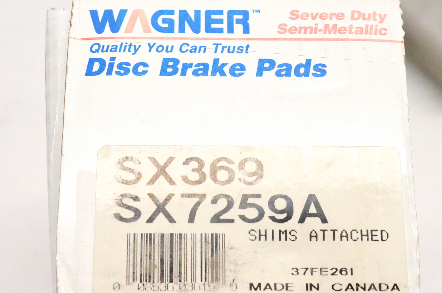Wagner SX369, SX7259A Severe Duty Semi Metallic Disc Brake Pad Kit NOS