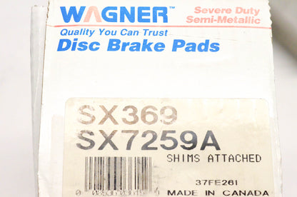 Wagner SX369, SX7259A Severe Duty Semi Metallic Disc Brake Pad Kit NOS