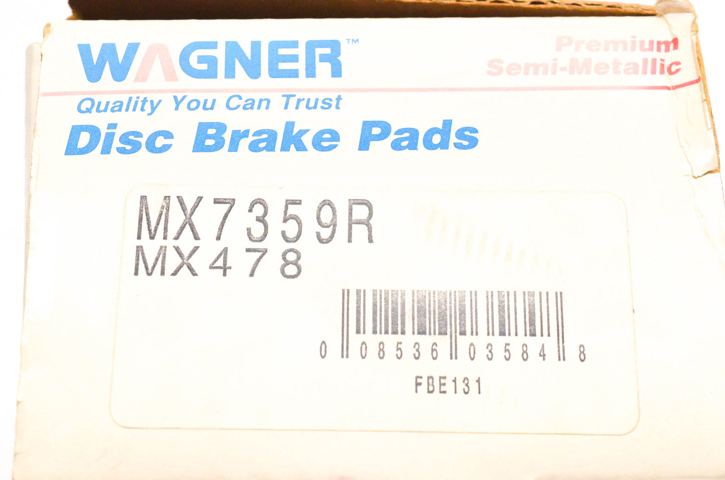 Wagner MX7359R, MX478 Semi Metallic Disc Brake Pad Kit NOS