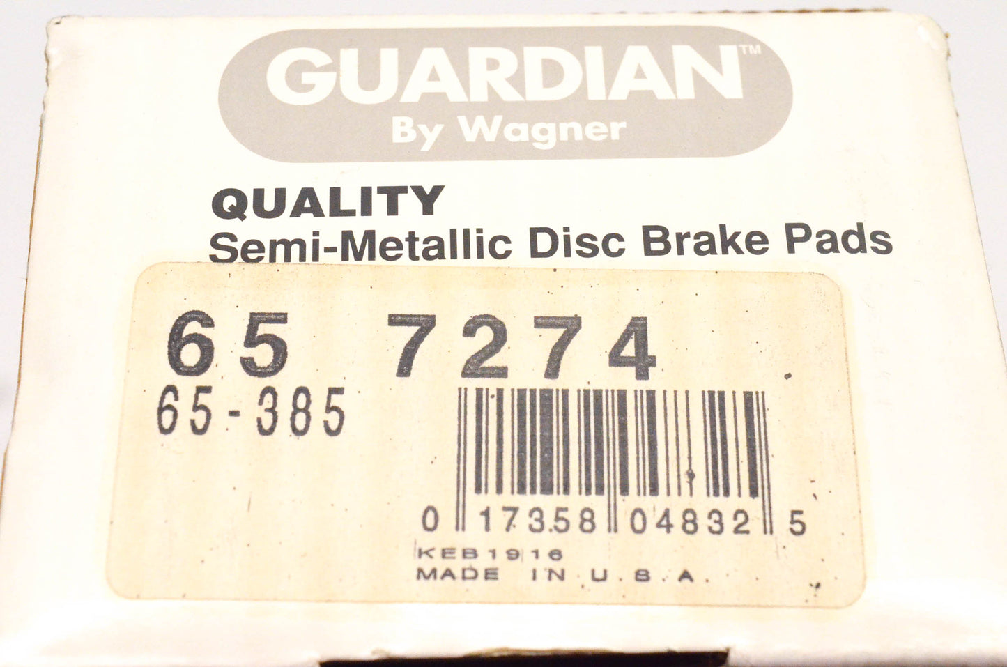 Wagner 65-385, 65-7274 Guardian Semi Metallic Disc Brake Pad Kit NOS