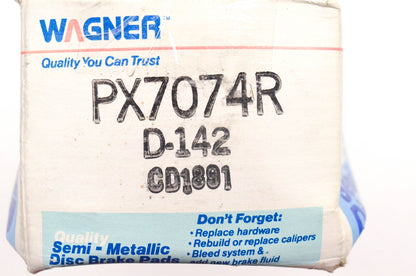 Wagner PX7074R, D142 Semi Metallic Disc Brake Pad Kit NOS