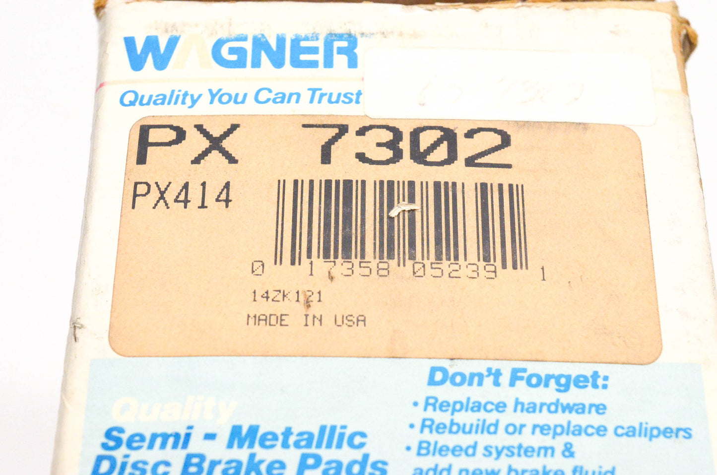 Wagner PX7302, PX414 Semi Metallic Disc Brake Pad Kit NOS