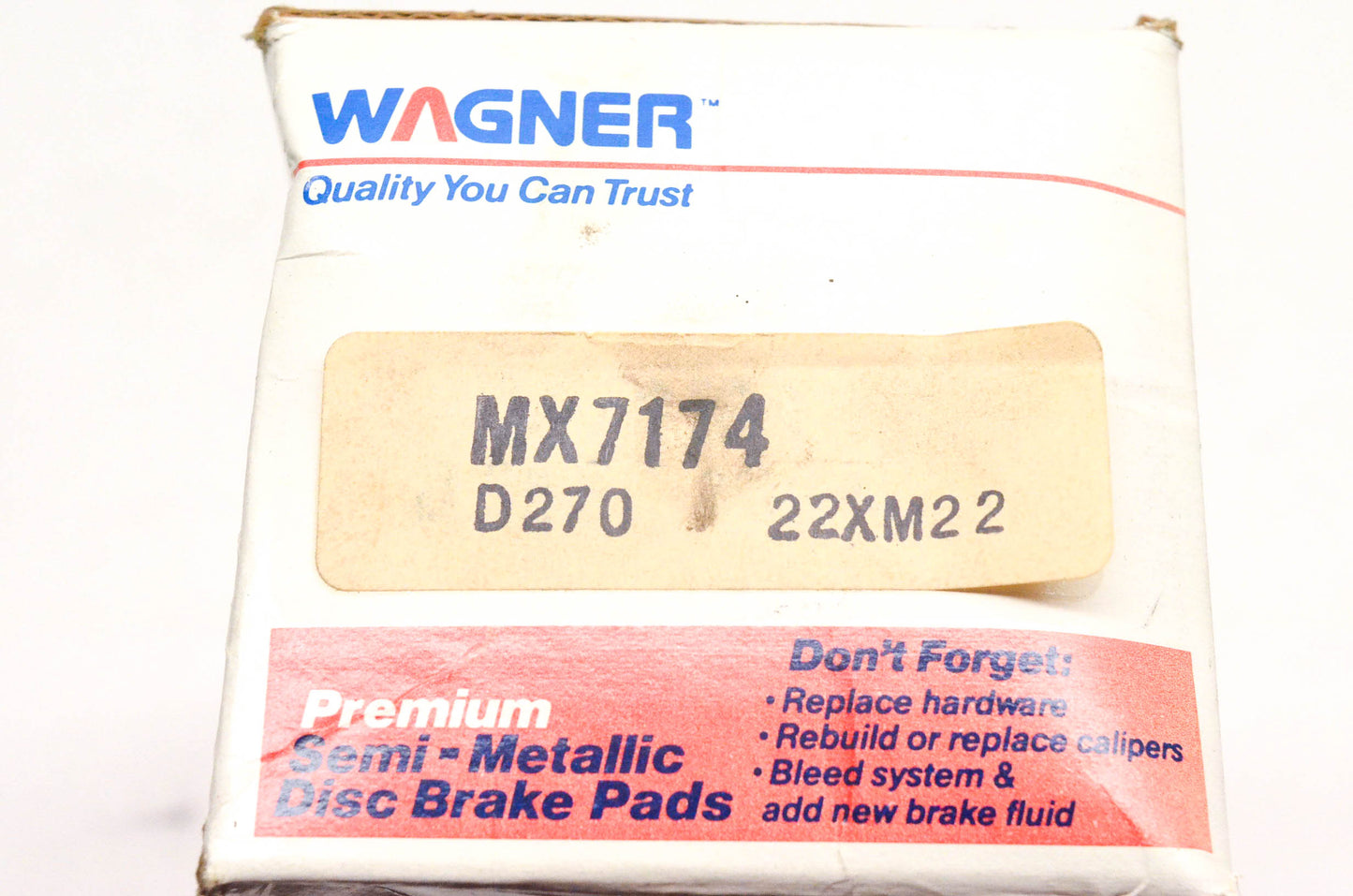 Wagner MX7174, D270, 22MX22 Semi Metallic Disc Brake Pad Kit NOS