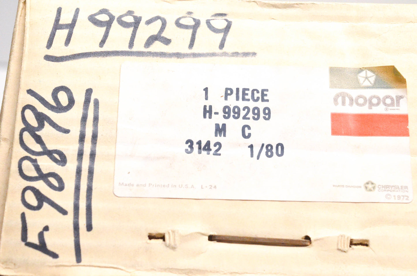 Mopar H99299, H-99299, F98896 Master Brake Cylinder Kit NOS