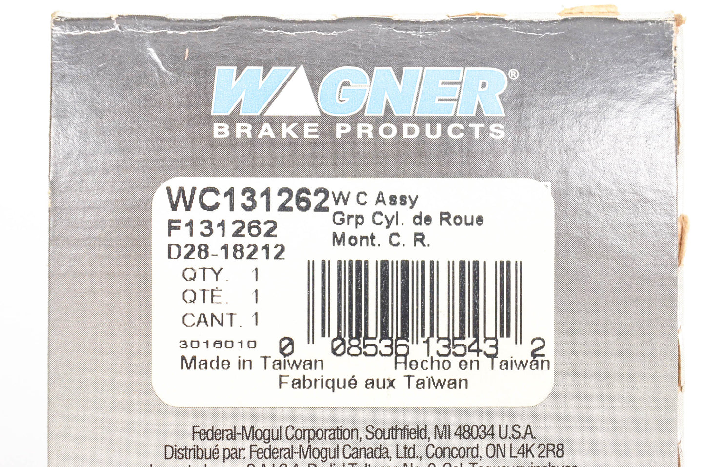 Wagner WC131262, F131262, D28-18212 Wheel Cylinder Assembly NOS