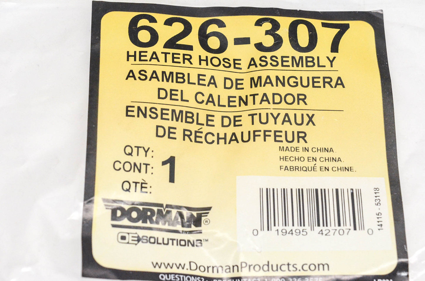 Dorman 626-307 Heater Hose Assembly NOS