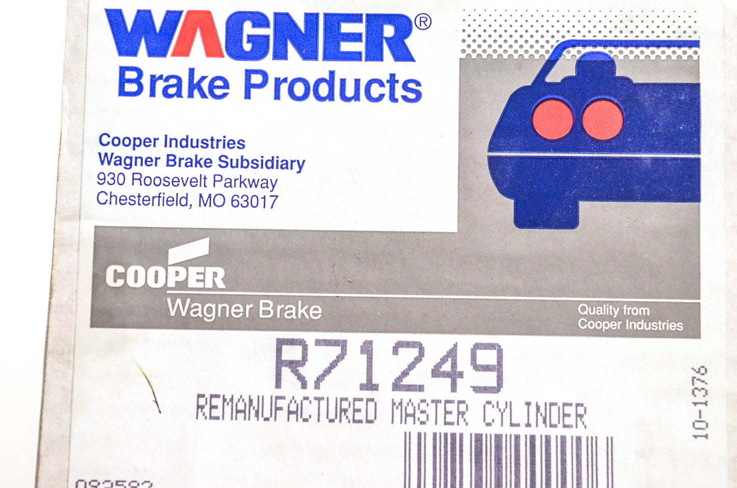 Wagner R71249, 29925 Remanufactured Master Cylinder Assembly NOS