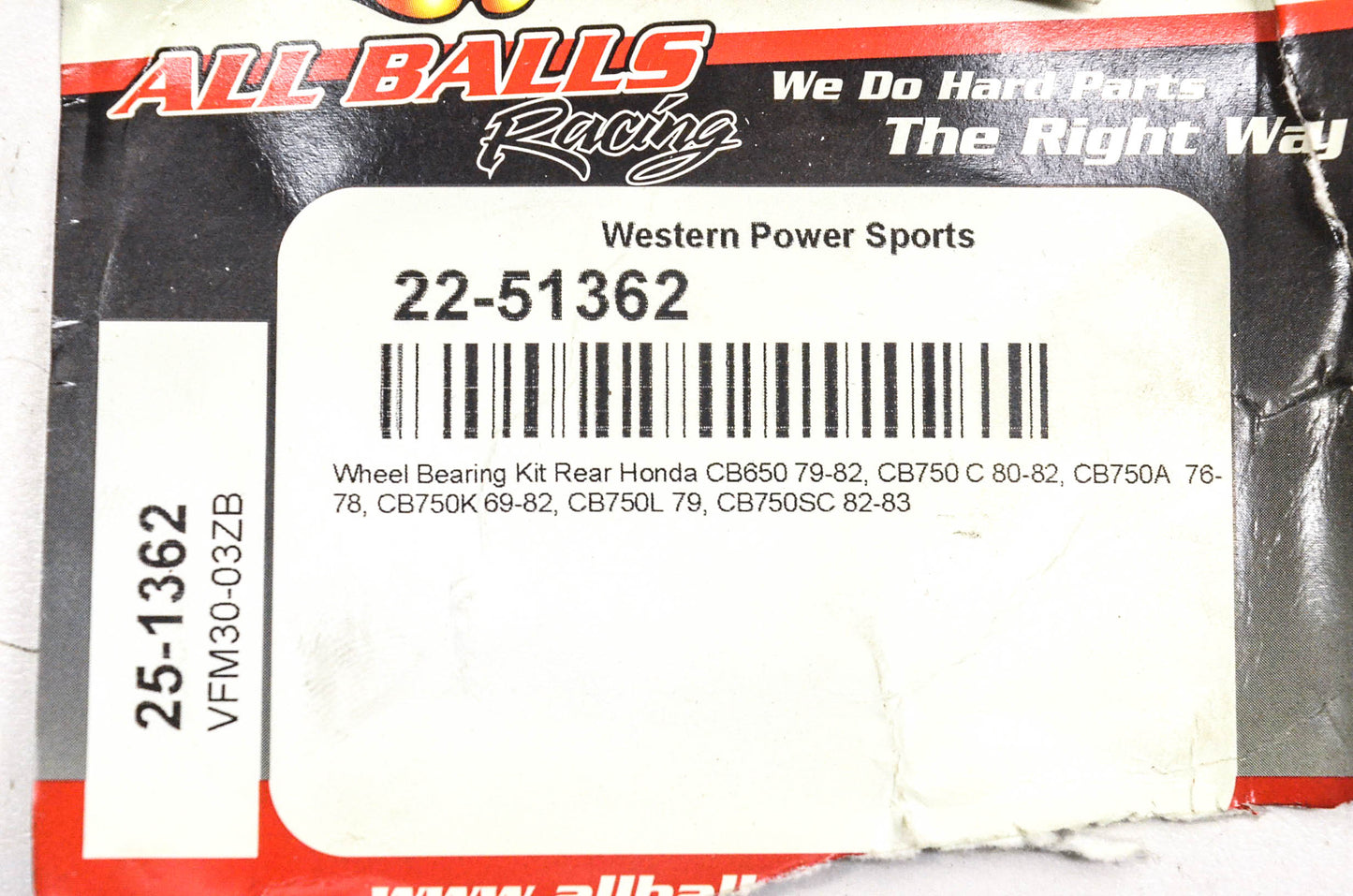 All Balls 22-51362, 25-1362 Rear Wheel Bearing Kit NOS